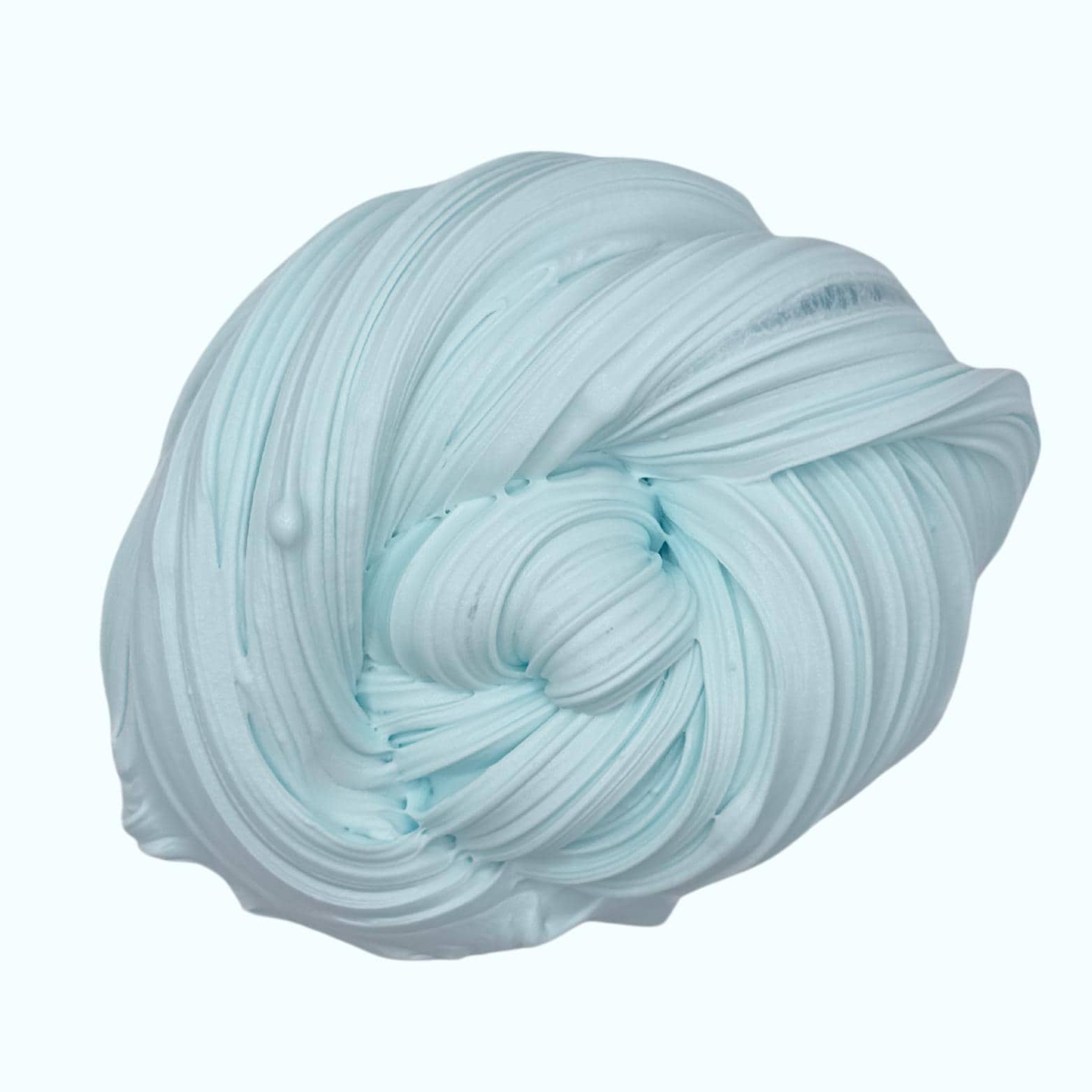 Light blue slime in a knot on a white background