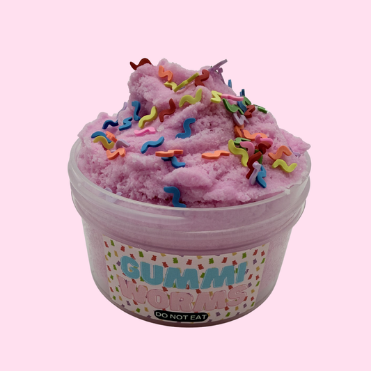 Gummi Worm Cloud Slime – Strawberry Candy Scented DIY Slime with Charms | Handmade in Canada