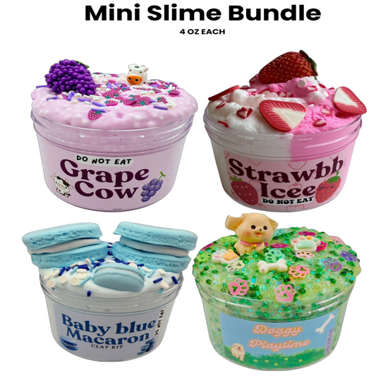 Mini Slime Bundle • 4 Texture Variety Set • 4oz Each