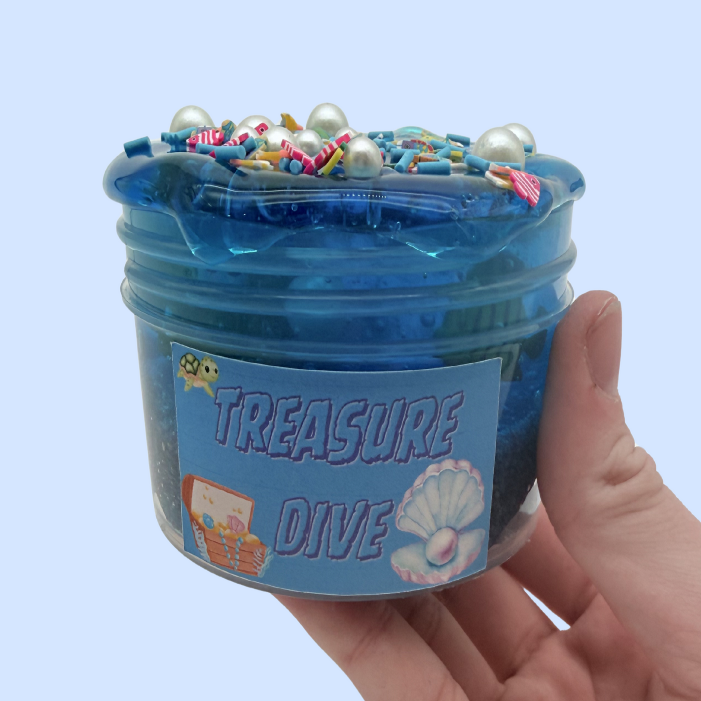 Treasure Dive Clear Slime Ocean Blue Bubbly ASMR Slime