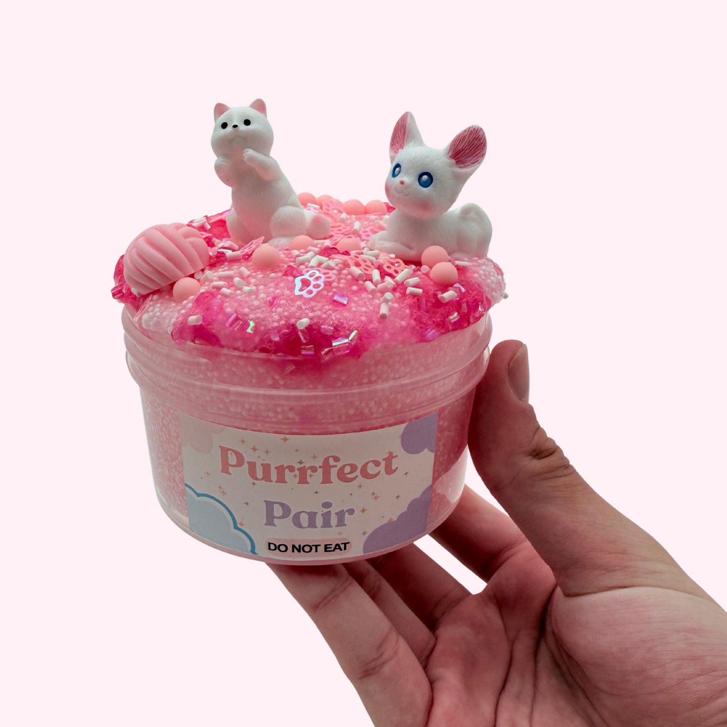 Pink Cat Slime – Microfoam & Bingsu Crunch Slime, Cute Sensory Toy, Sugar Rush