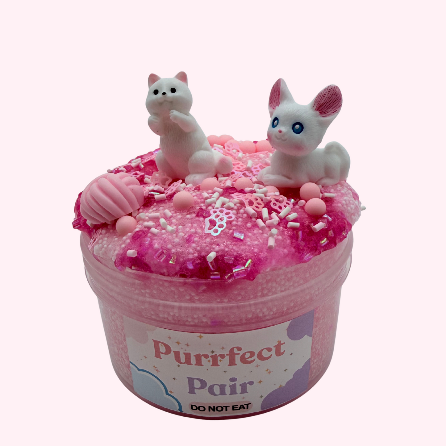 Pink Cat Slime – Microfoam & Bingsu Crunch Slime, Cute Sensory Toy, Sugar Rush
