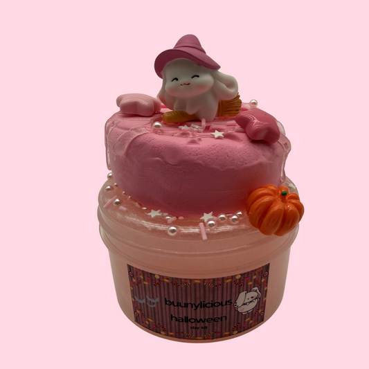 Bunnylicious Halloween – Pink Shimmer Clear DIY Clay Slime, Strawberry Scent